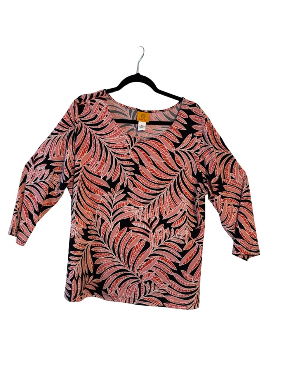 Ruby Rd. Coral & BrownAbstract Print Top